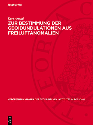 cover image of Zur Bestimmung der Geoidundulationen aus Freiluftanomalien